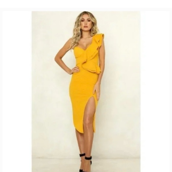 Hello Molly - Gold Caruso Midi Dress size 2 - Picture 1 of 10